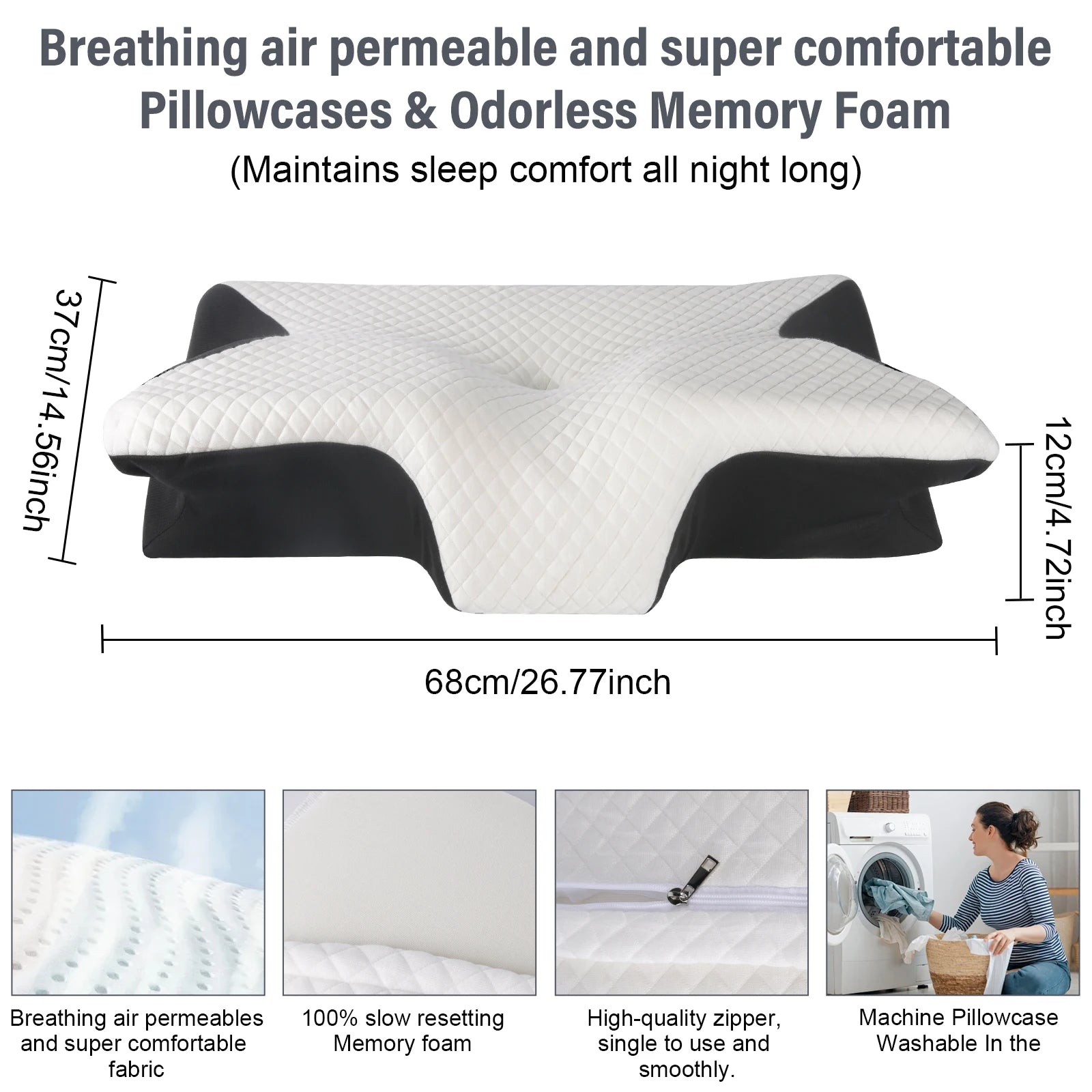 Cuscino Cervicale Ergonomico Memory Foam – Supporto Collo Anti Dolore, Sonno Profondo e Comfort Totale