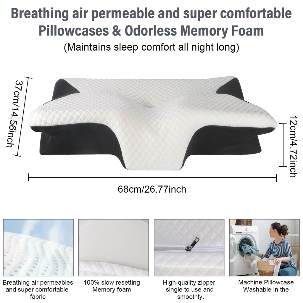 Cuscino Cervicale Ergonomico Memory Foam – Supporto Collo Anti Dolore, Sonno Profondo e Comfort Totale