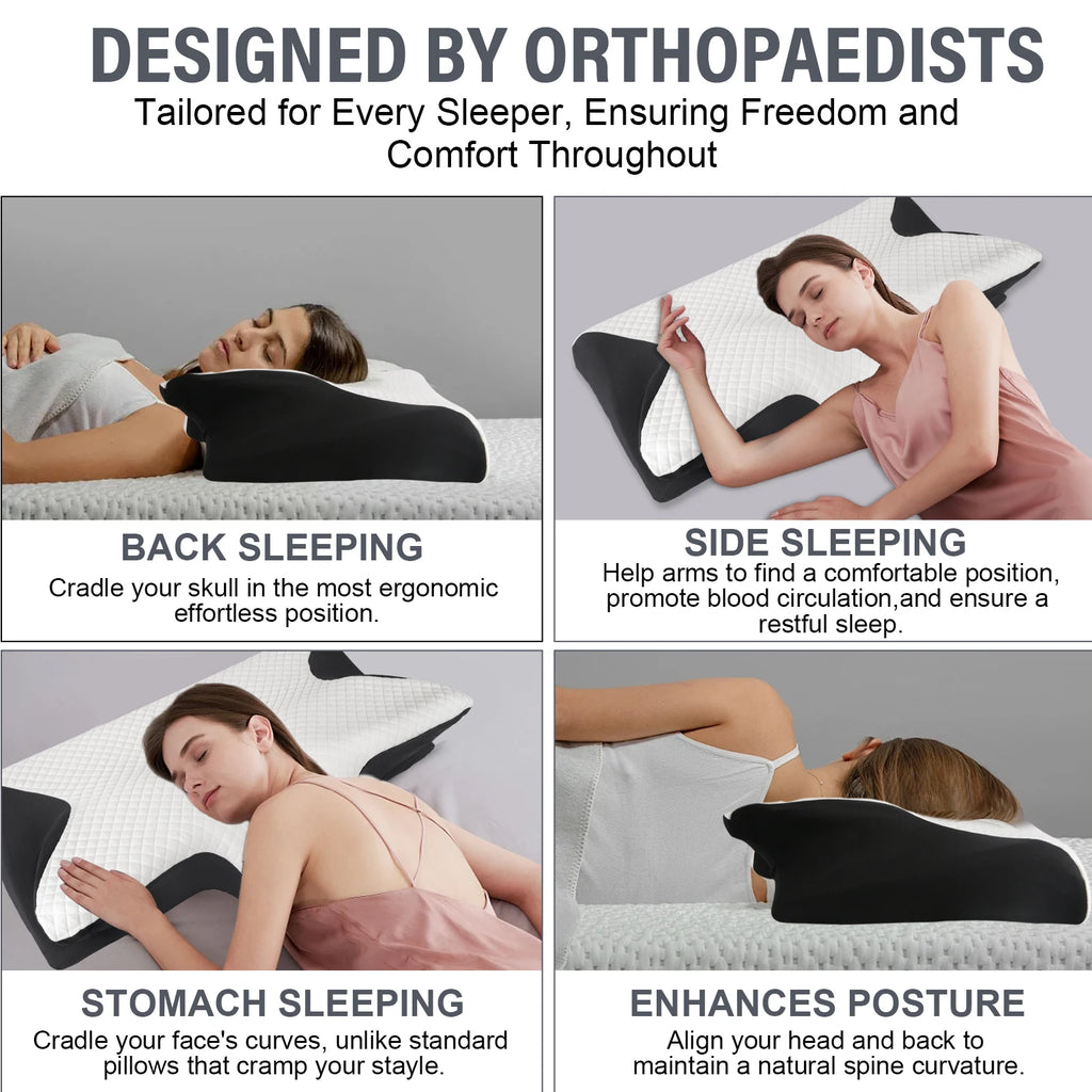 Cuscino Cervicale Ergonomico Memory Foam – Supporto Collo Anti Dolore, Sonno Profondo e Comfort Totale