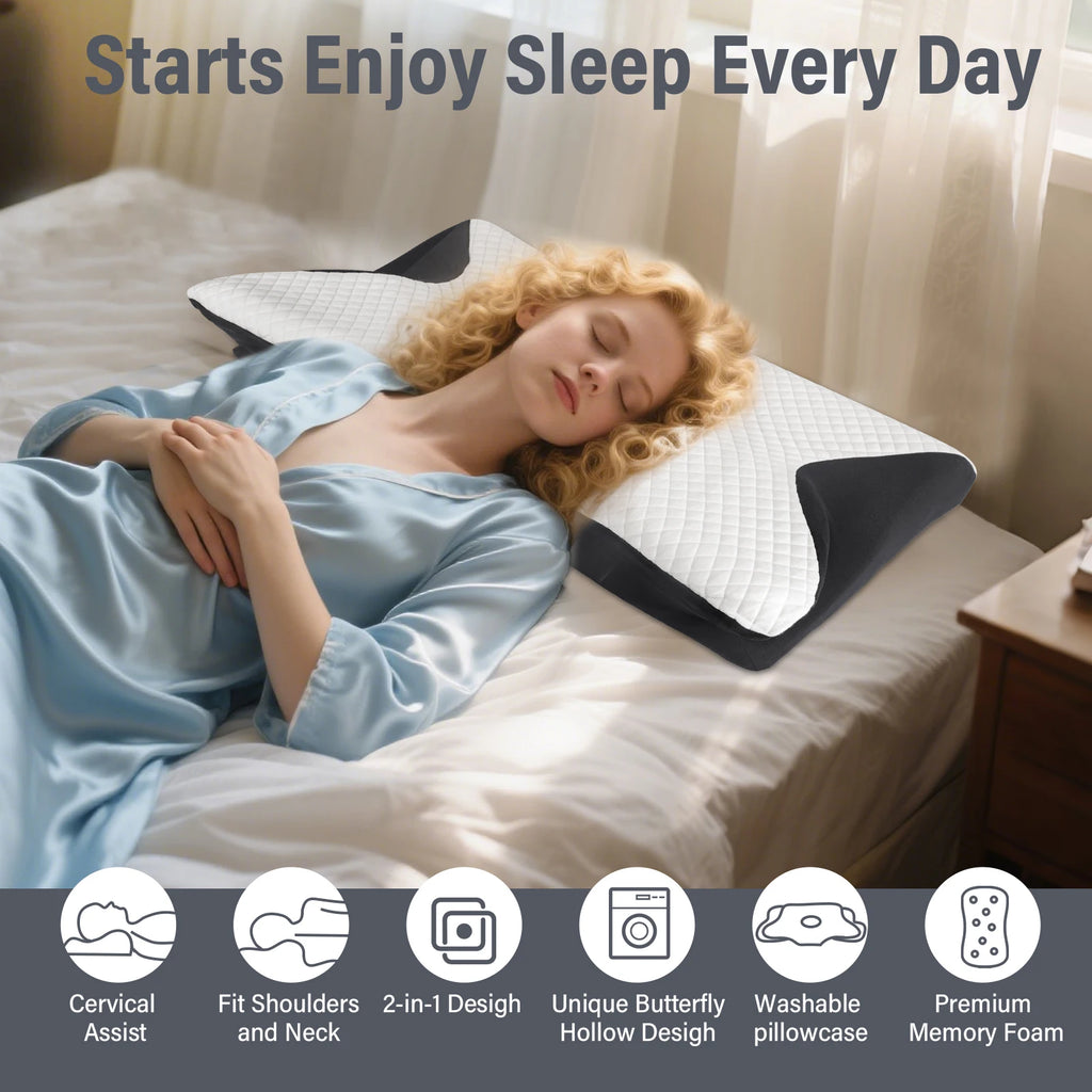 Cuscino Cervicale Ergonomico Memory Foam – Supporto Collo Anti Dolore, Sonno Profondo e Comfort Totale