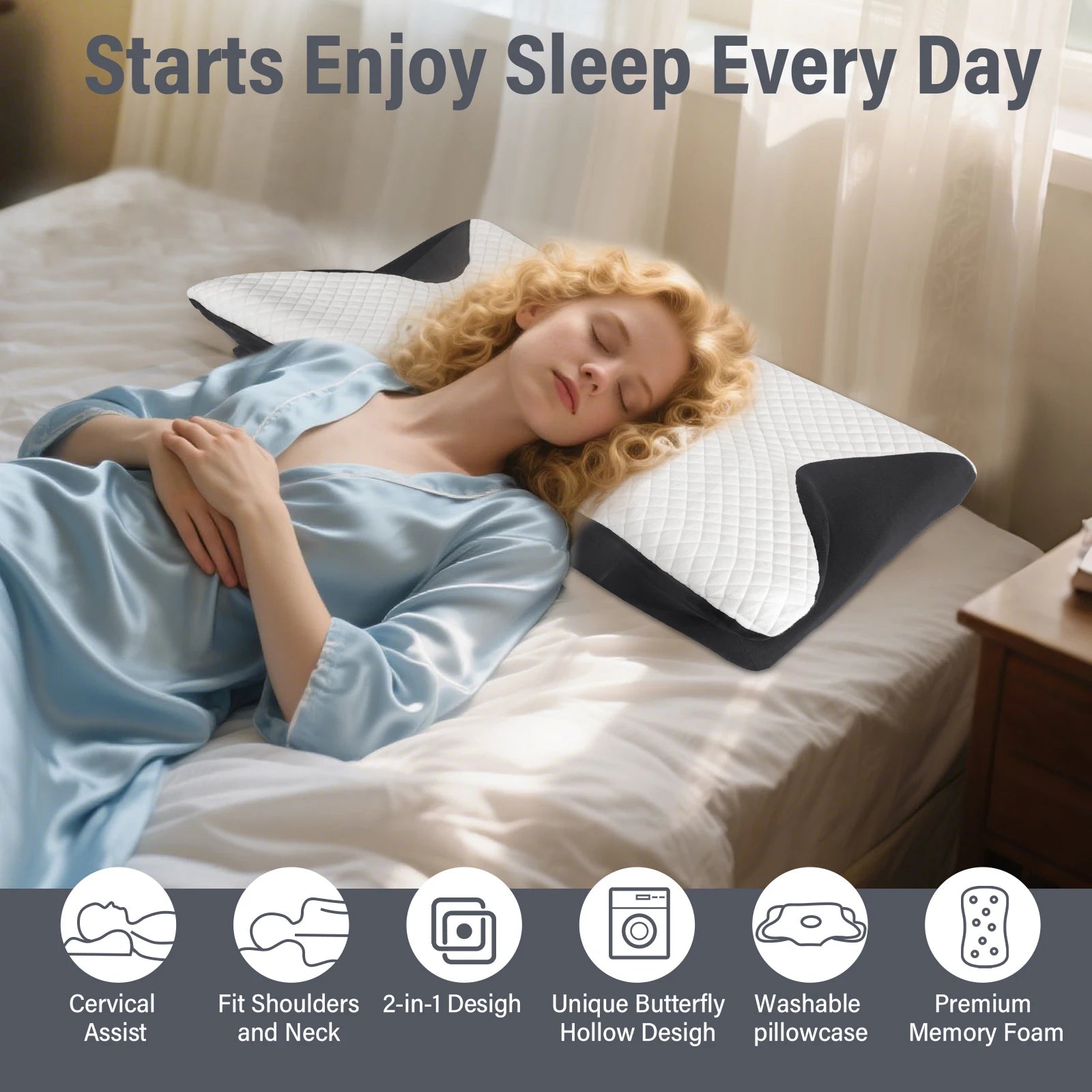 Cuscino Cervicale Ergonomico Memory Foam – Supporto Collo Anti Dolore, Sonno Profondo e Comfort Totale